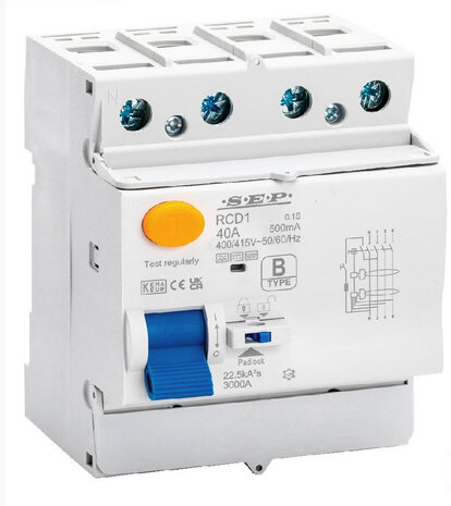 SEP aardlekschakelaar 300mA type B 3P+N