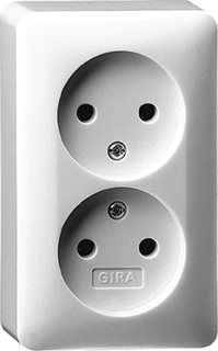 GIRA opbouw stopcontact 2-voudig (cremewit)