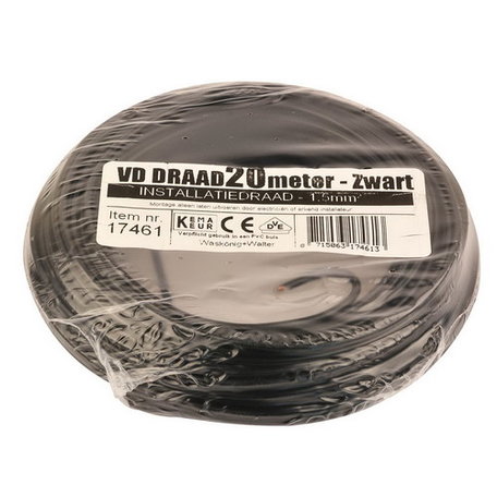 VD draad zwart 1,5mm (20 meter)