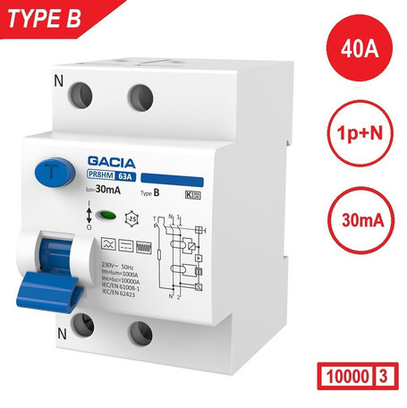 GACIA aardlekschakelaar 30mA Type B 2P