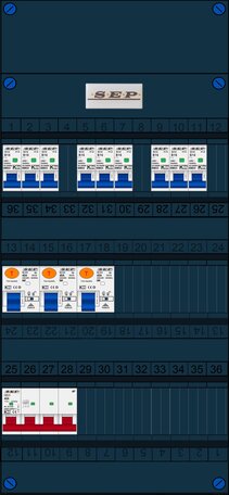 Groepenkast SEP 3-fase 9 groepen (220x480)