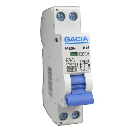 GACIA installatieautomaat 1P+N B16A