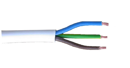VMvL kabel wit 3x 1,5mm soepel (per meter)